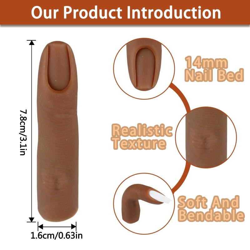 Namgznso Silicone Practice Fingers for Acrylic Nails, Bendable Fake Training Finger Soft Silicone Fake Finger to Practice Fake Nails, Flexible Nail Practice Fingers Hand for Nail Art(Color 5) - Image 3